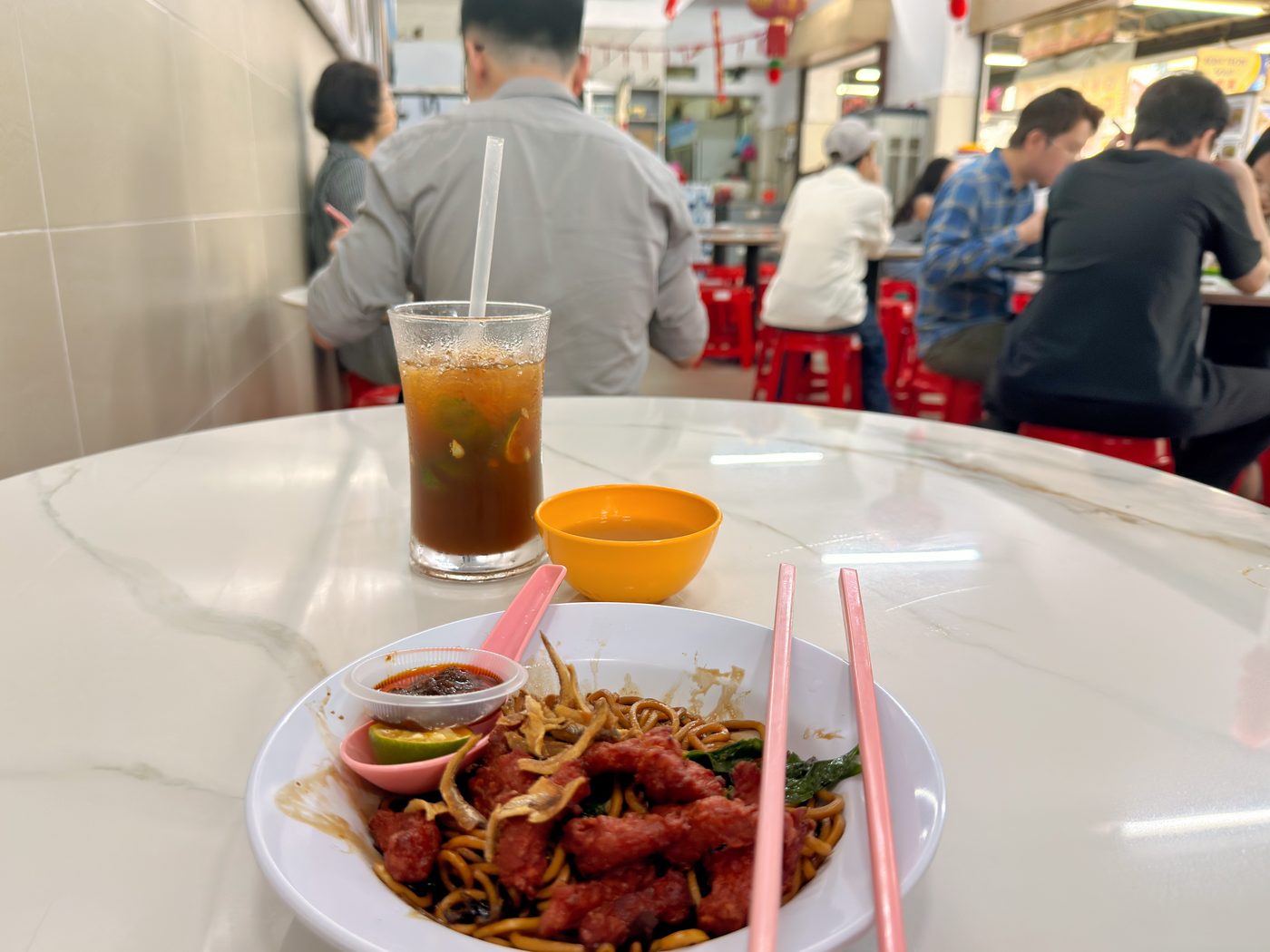 Dry Sabah Pan Mee with fried pork