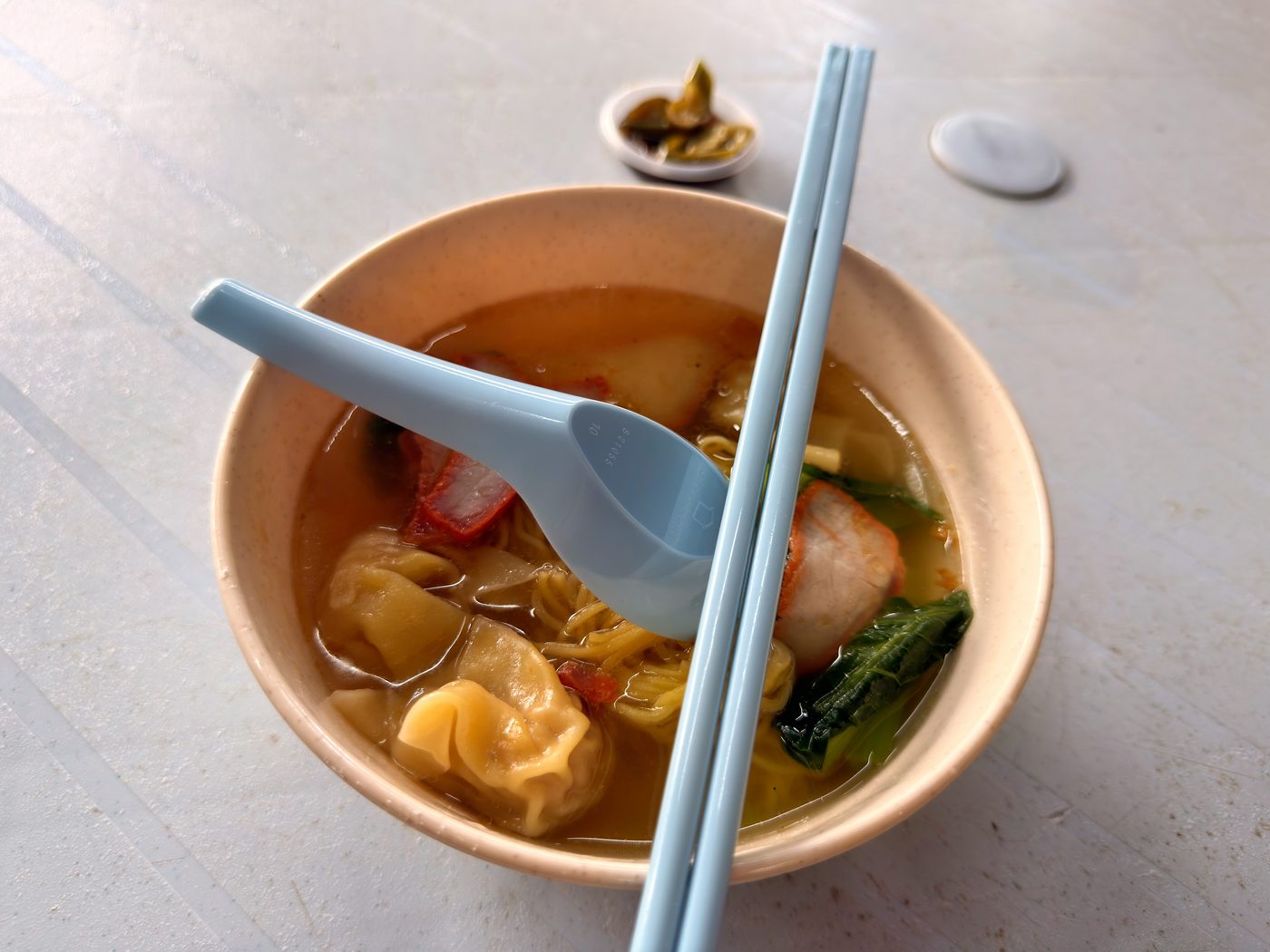 Bowl of soupy Wantan Mee at Cheah Yew Market